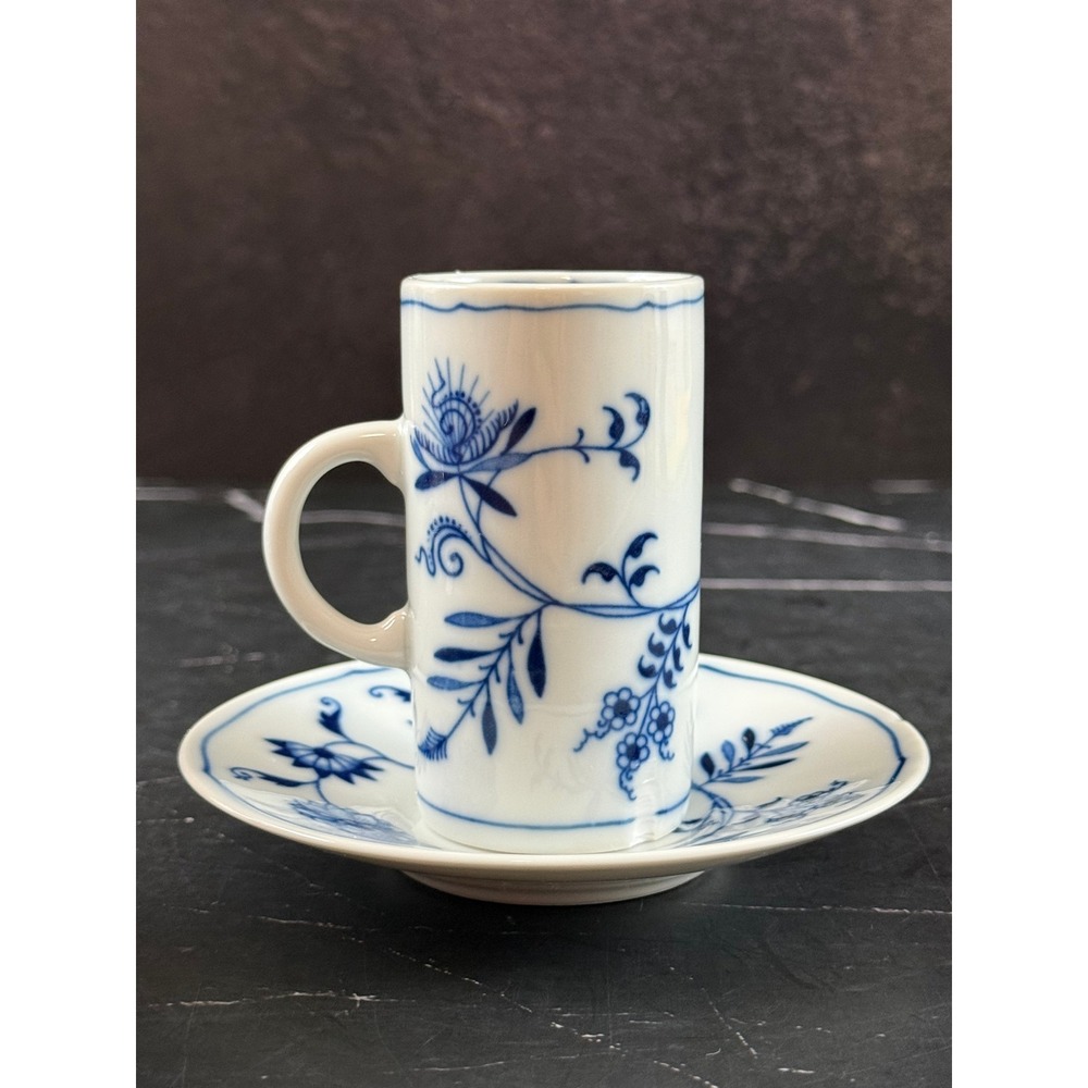 VTG Blue Danube Blue Onion Porcelain Irish Coffee Cup and Saucer READ